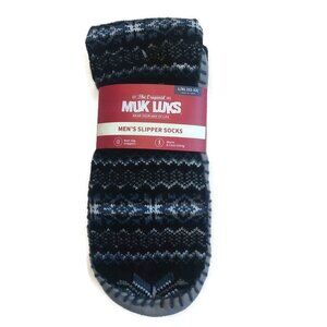 MUK LUKS Mens Slipper Socks Size L/XL Size 11/13 Black Blue Warm Comfortable RT